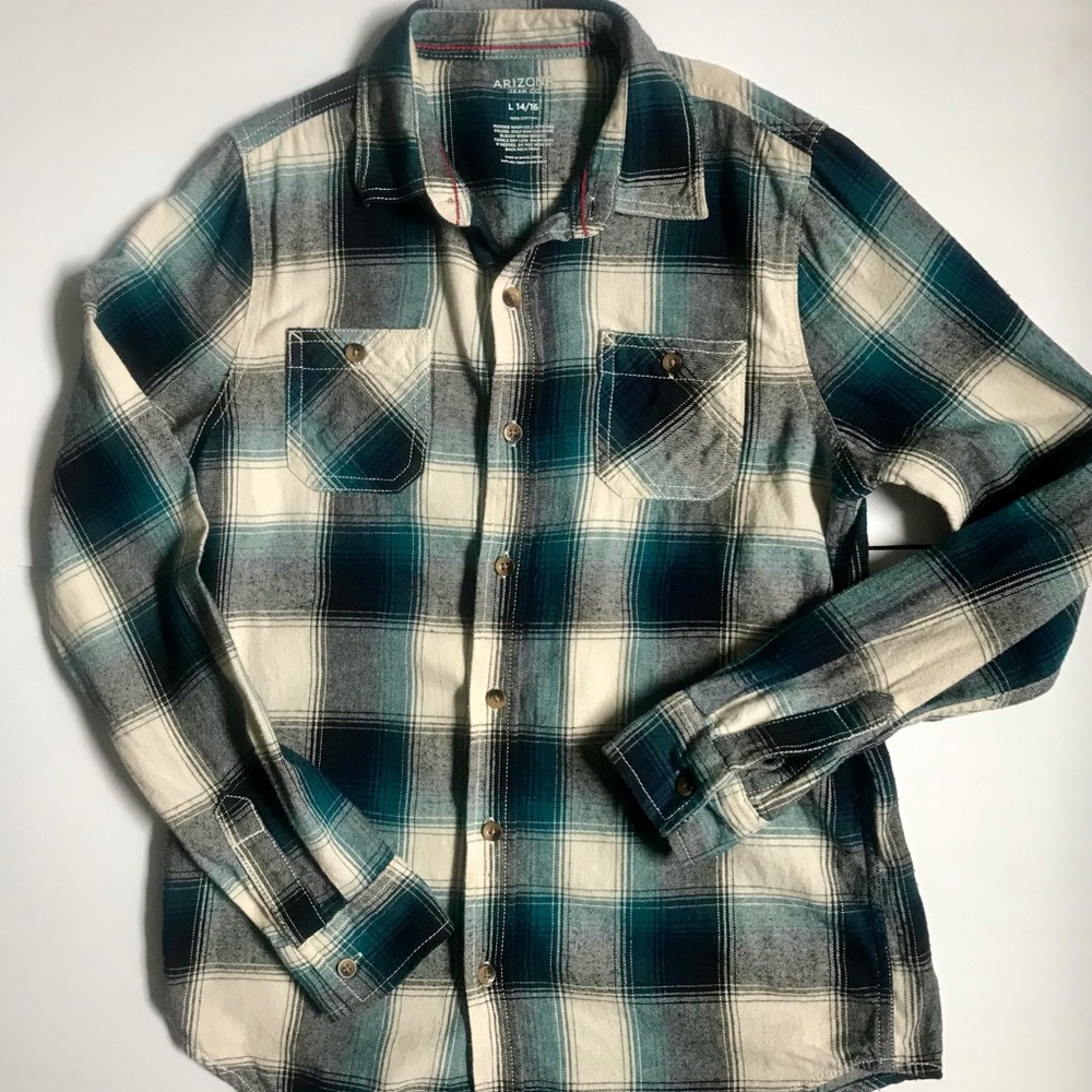 Arizona Jeans Co. Long Sleeve Multi Color Plaid Flannel Button Up Shirt